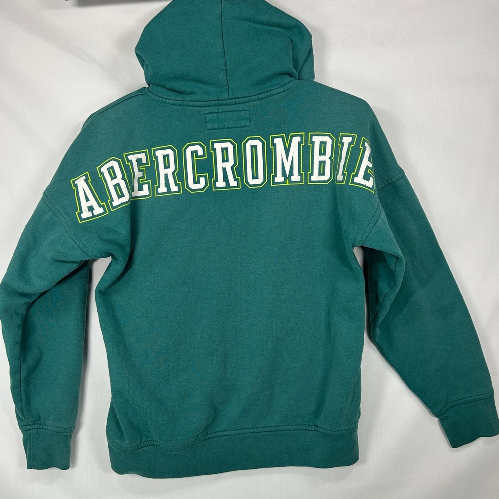 Abercrombie Kids Y2K Teal Green Back Graphic Pullover Hoodie – 11/12